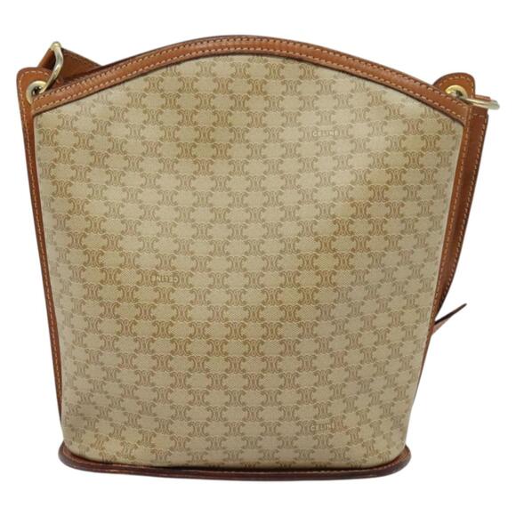 CELINE Macadam Canvas Shoulder Bag Pvc Beige Gold - Picture 3 of 12